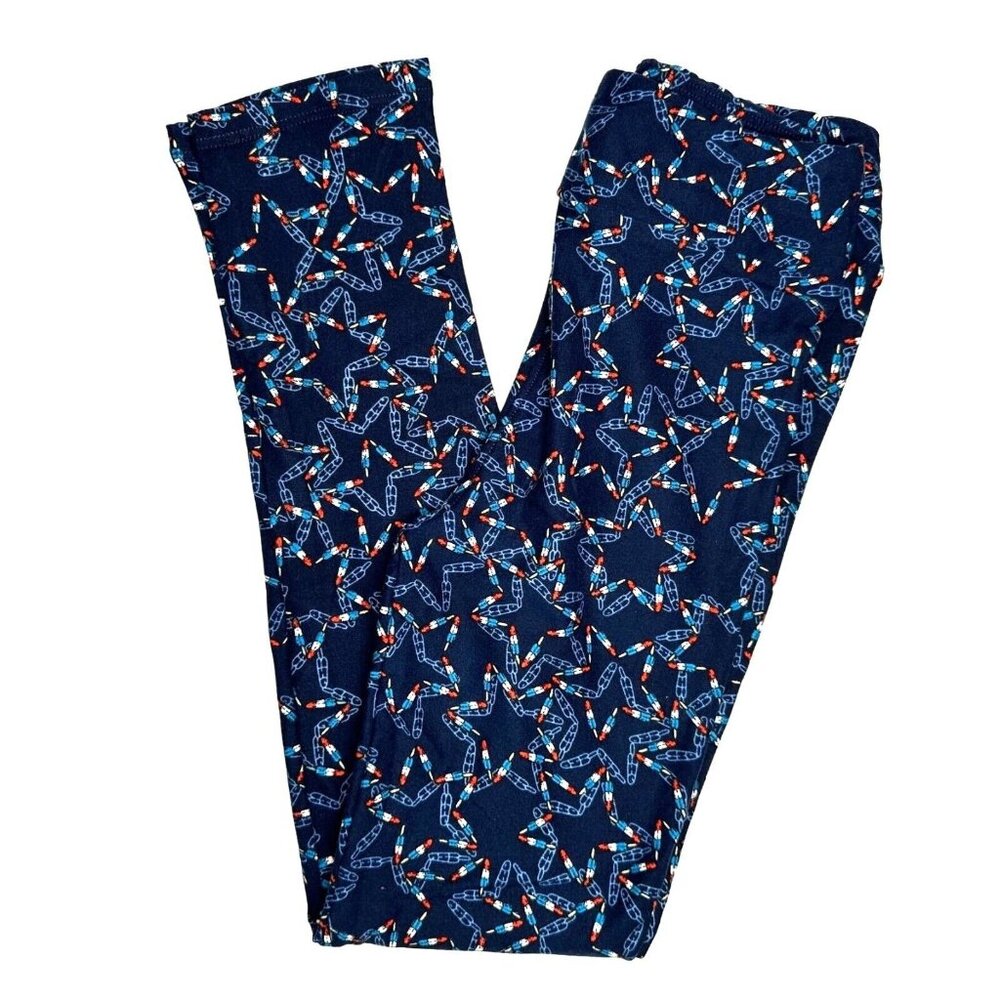 Lularoe Leggings Americana Patriotic Stars Popsicle Bomb Pops Kids Girls L/XL